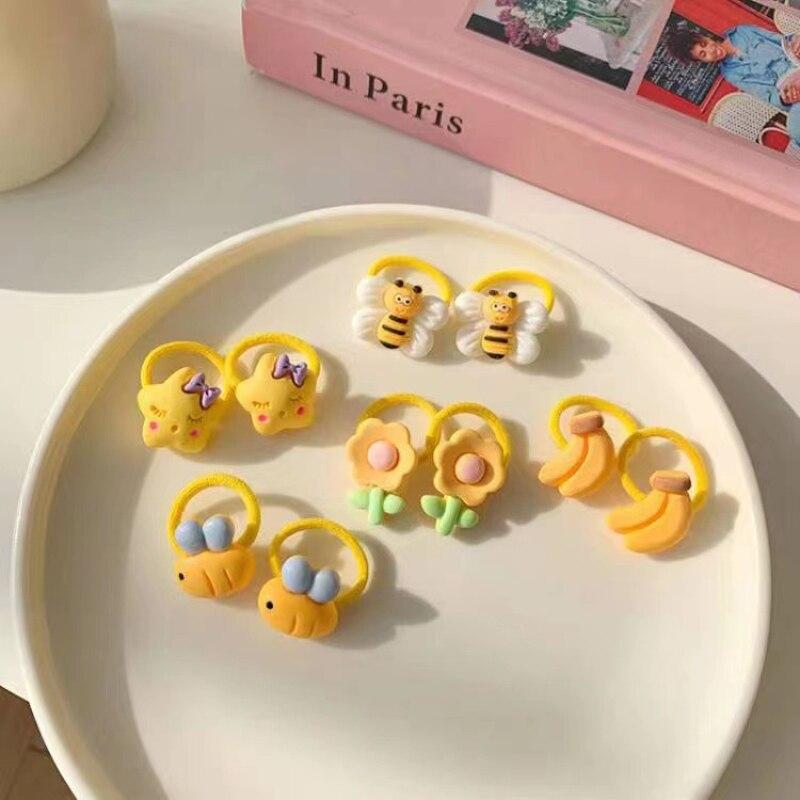 10pc mini faixa de cabelo do bebê kawaii dos desenhos animados floral animal elástico corda de cabelo para a criança menina pequena tumb faixa de cabelo adorável headwear