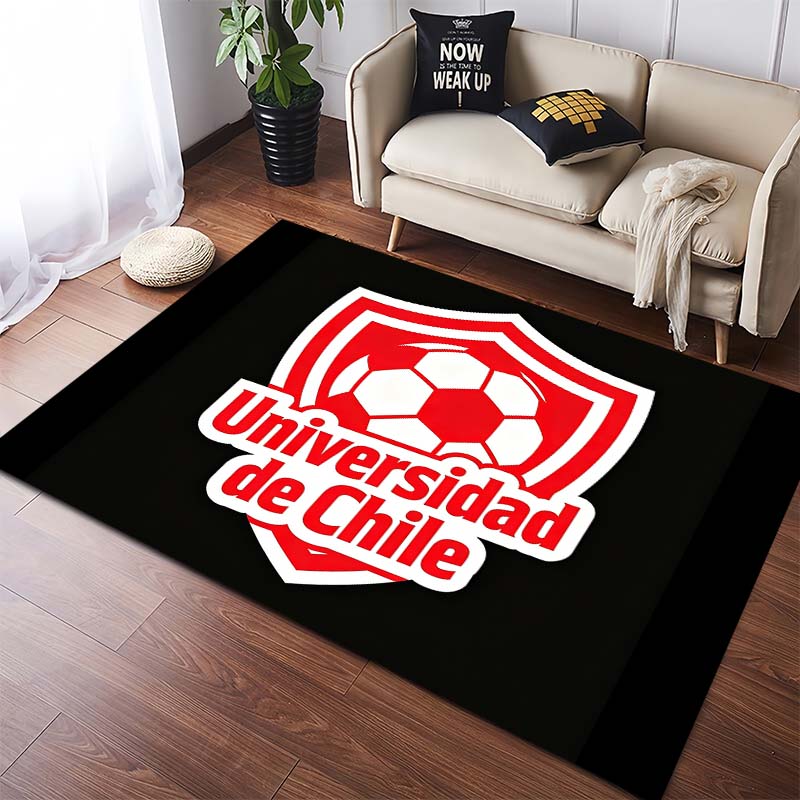 Universidad de Chile Football Club Badge Print Anti-slip Area Rug Black Background Living Room Bedroom Decor Floor Mat For Sports Fans