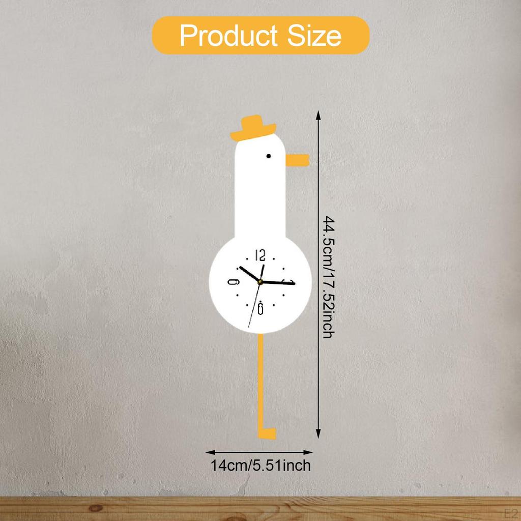 Chick Wall Clock with Swing Foot Pendulum Hanging Decor for Classroom