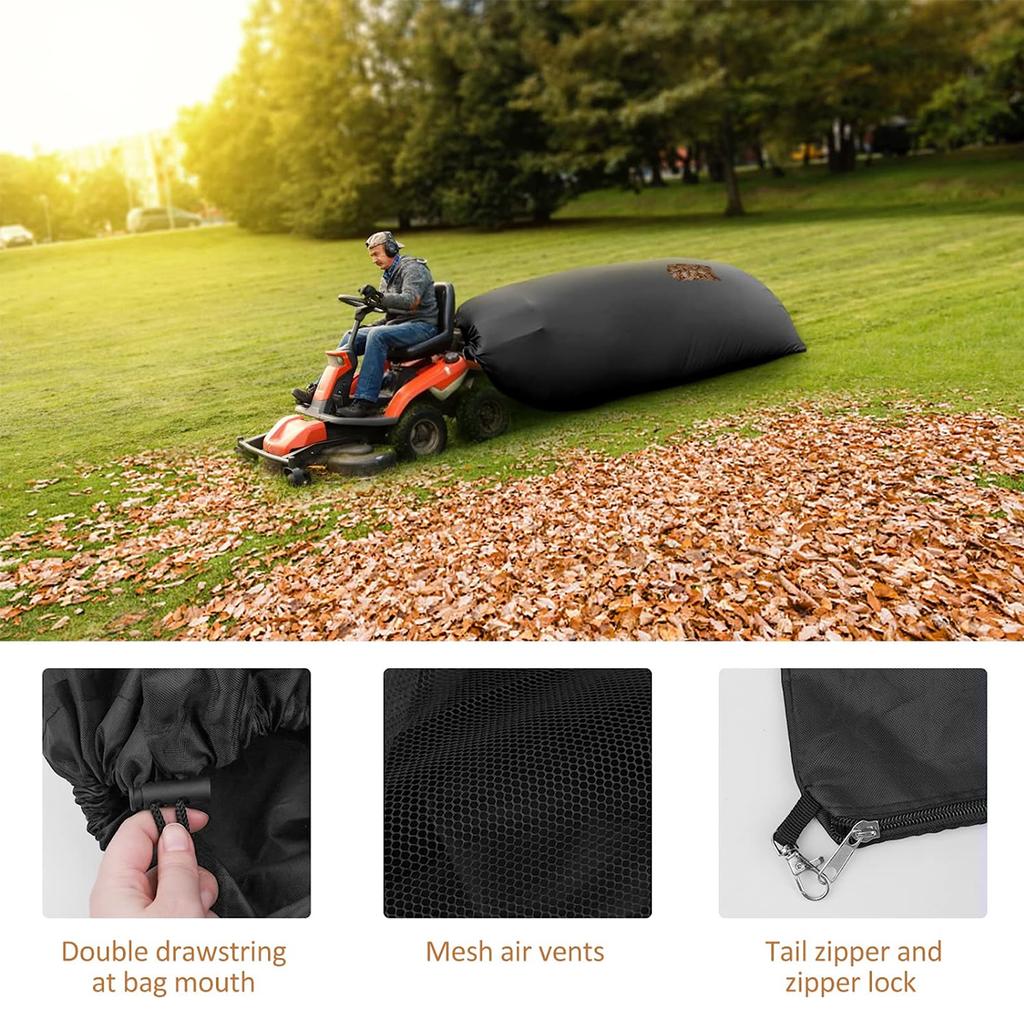 Lawn Tractor Leaf Bag Grass Catcher Bag Garden Leaf Bag 200×130cm Wear-Resistant Large Capacity 420D Oxford Cloth Lawn Mower Gra