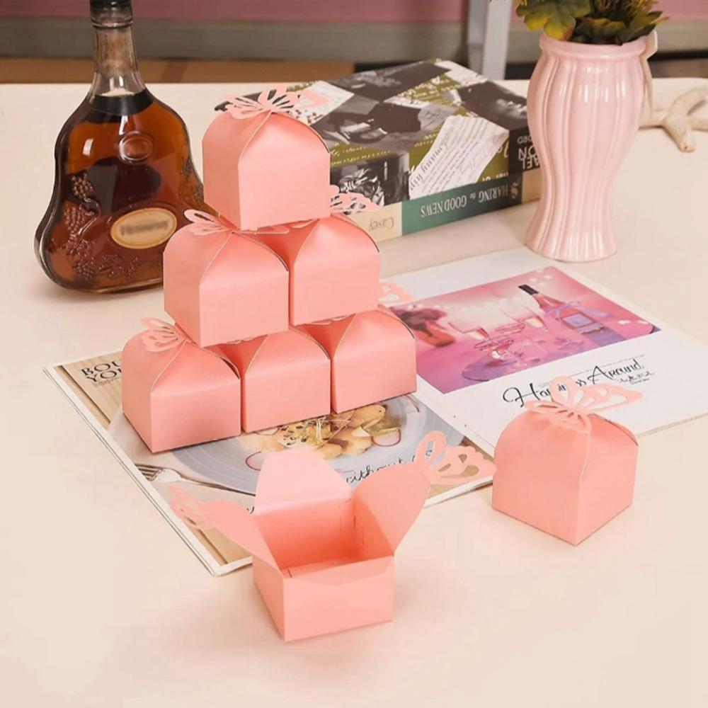 50pcs Pink Butterfly Favor Boxes Small Size Elegant Butterfly Candy Boxes 3D Design Butterfly Present Boxes Party Favors