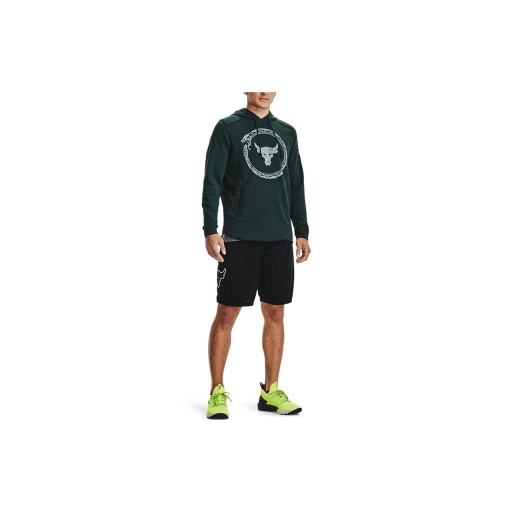 Under Armour Project Rock Johnson Logo Print Trainingshoodie Heren Hoodies Groen 1361747-384