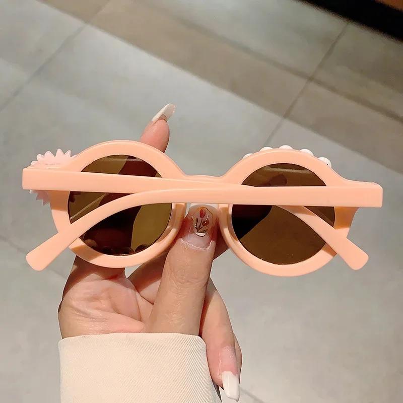 New Round Flower Frame Kids Sunglasses UV400 Protection Vintage Fashion Summer Shades for Girls Boys Birthday Party