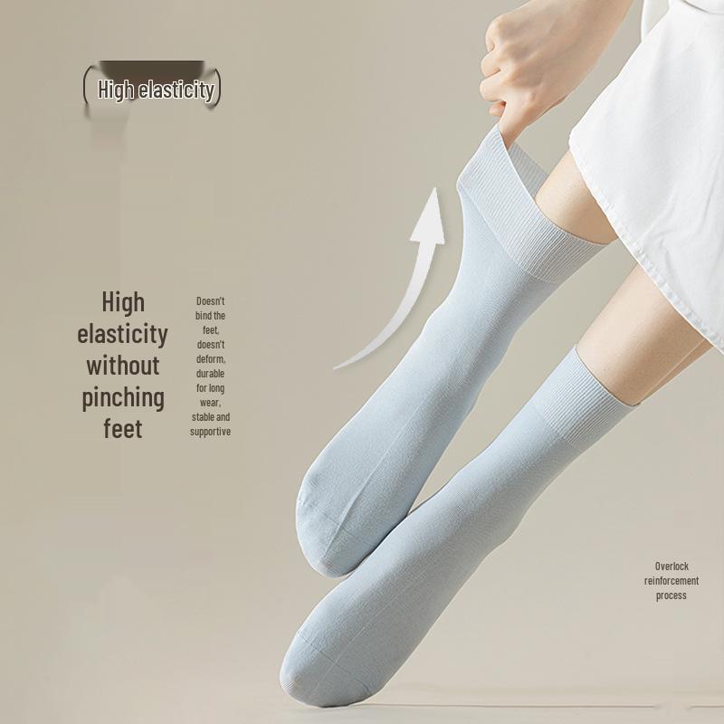 Women's Breathable Cotton Mid-Calf Socks - Spring/Summer, Sweat-Absorbent, Odor-Resistant, Candy Colors