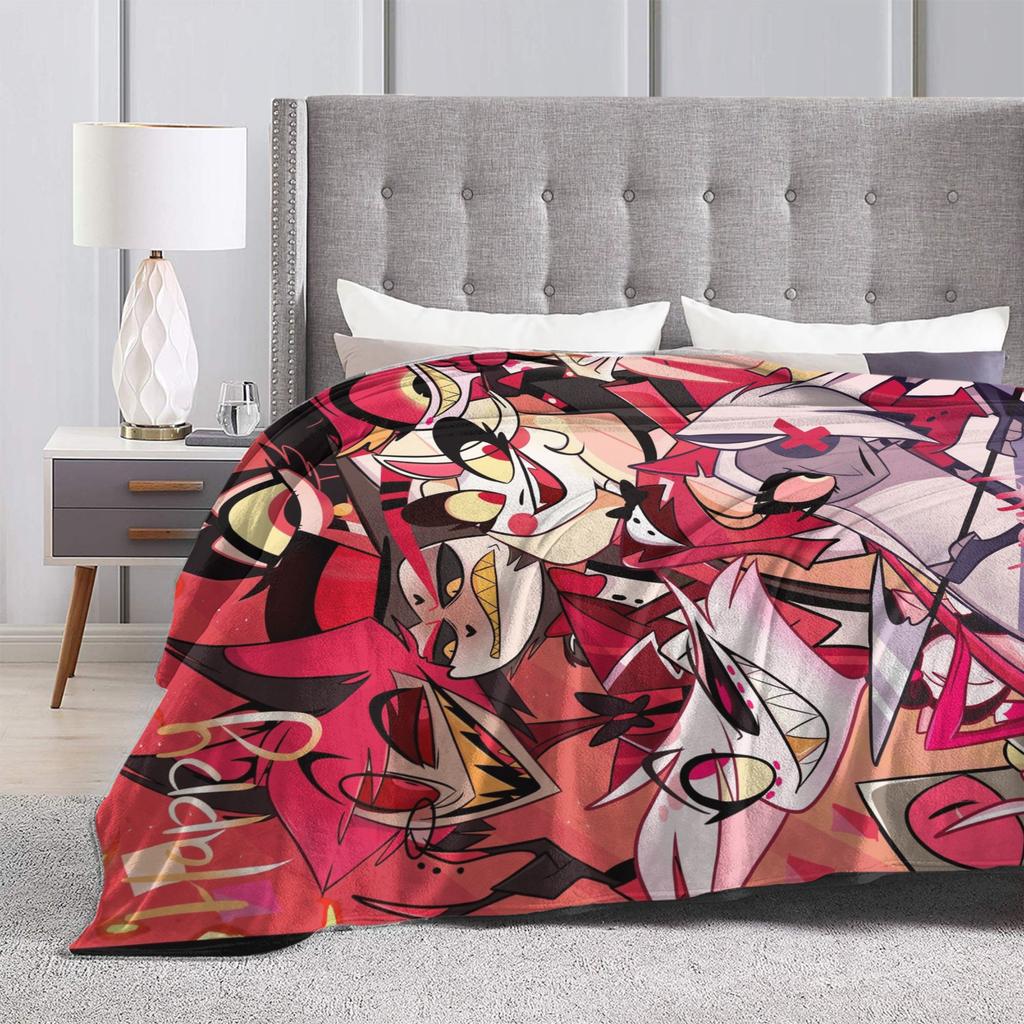 2025 H-Hazbin Hotel Charlie Cartoon Flannel Blanket  Warm Throw Blanket for Bedroom Picnic Print Bedspread Sofa Bed Cover