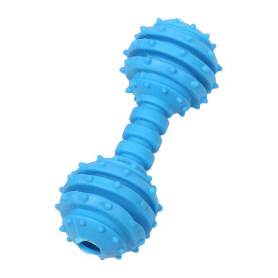 Dog Chew Toy Spiky Barbell Dog Toy with Built-in Bell to Relieve Boredom Interactive Teeth Cleaning Toy for Aggressive Chewers синий