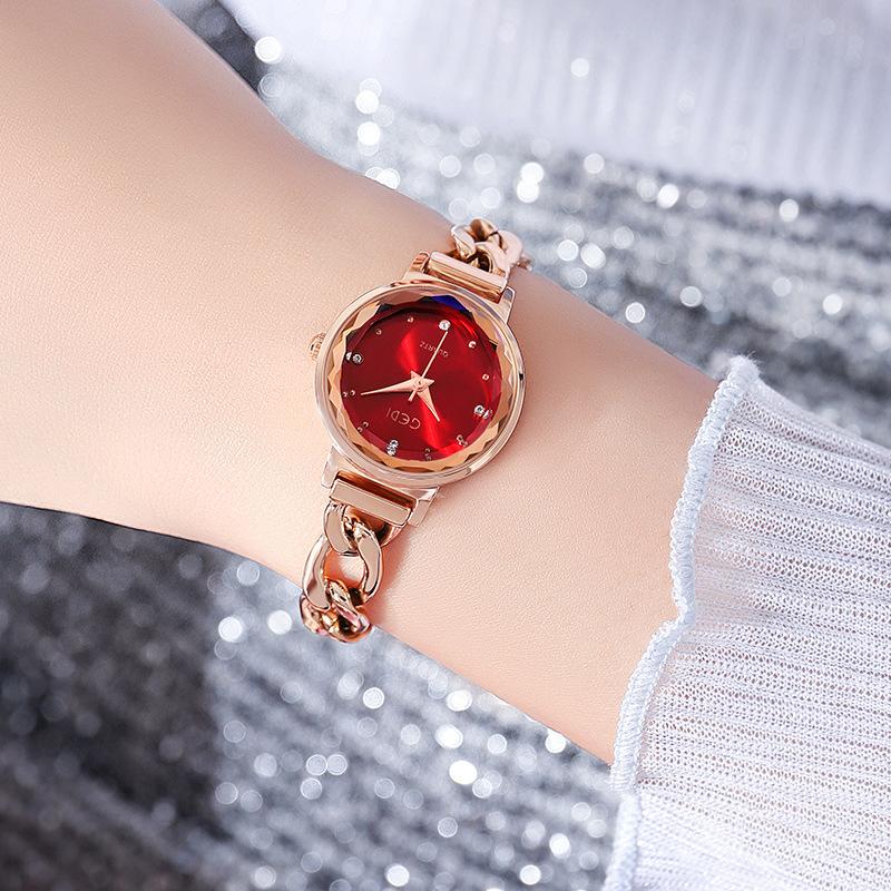 Fashion light small plate wind gradual change color watch women's personalized denim chain waterproof quartz watch