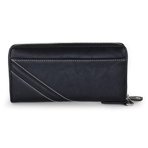 Logo Spark Men's Long Wallet with Round Zipper, Outdoor Style, Two-Tone Design, Chocolate, for Boys and Kids