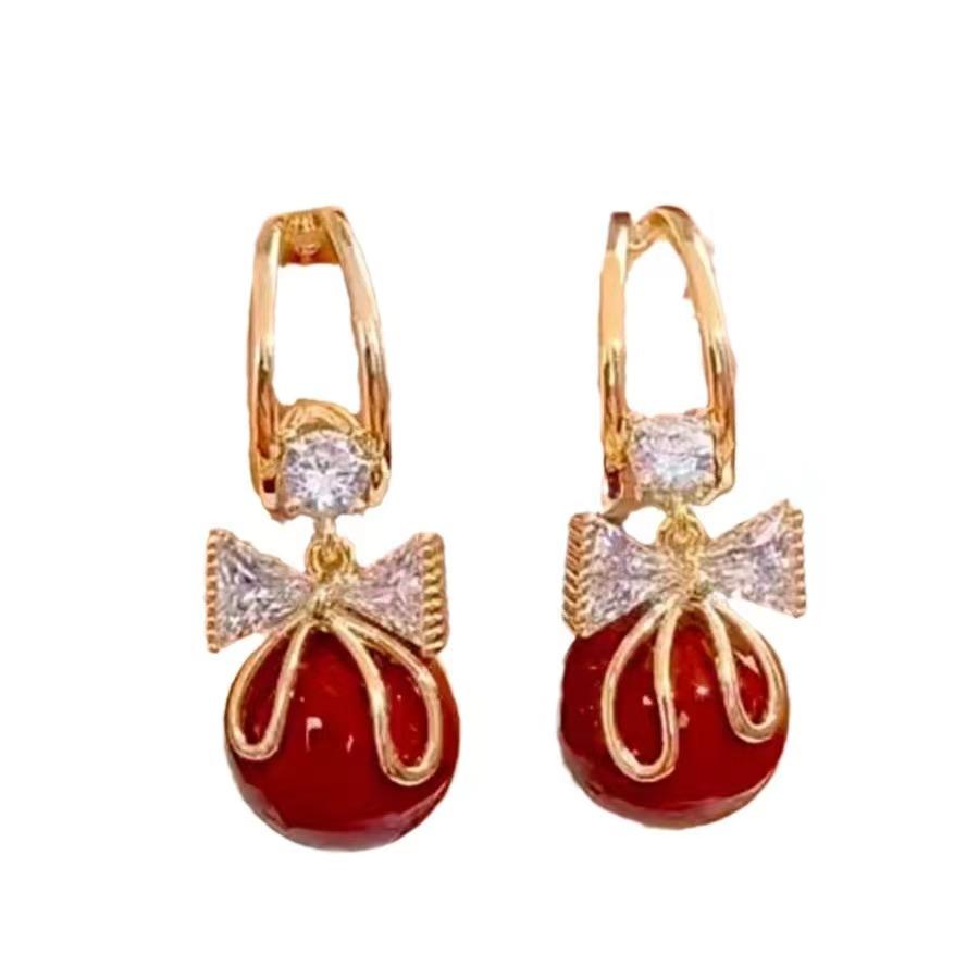 

Серьги с жемчугом и лентой, новые модные серебряные серьги-иглы премиум-класса с цирконием для женщин