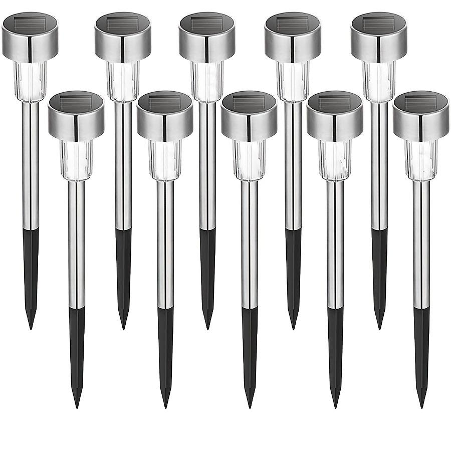 10 pcs Solar Power LED Lawn Lamps with Lampshades White & Silver Durable & Energy-Efficient, Illuminate Your Path, Patio, Yard