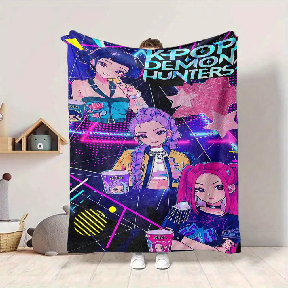 1PC K Pop Demon Hunters Blanket, Throw For Sofa, Bed, Travel, Camping, Livingroom,