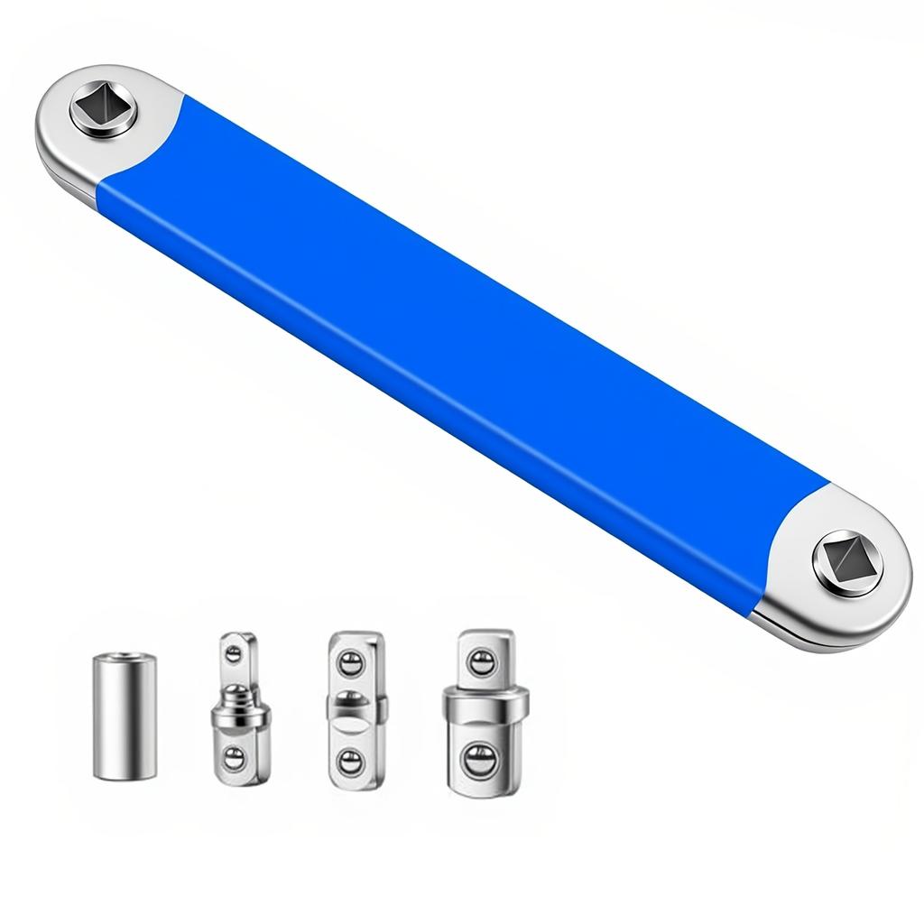 1Set Multi-Functional Extended Wrench,Extended Wrench Booster Lever Kit,Dual-purpose Ratchet and Quick Socket,Ratchet Conversion,Universal Tool