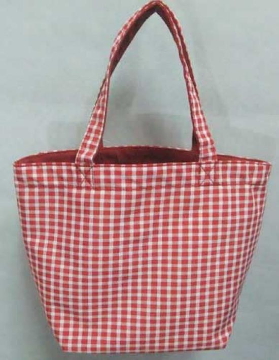 Ado Mizumori Reversible Lunch Tote Gingham Red