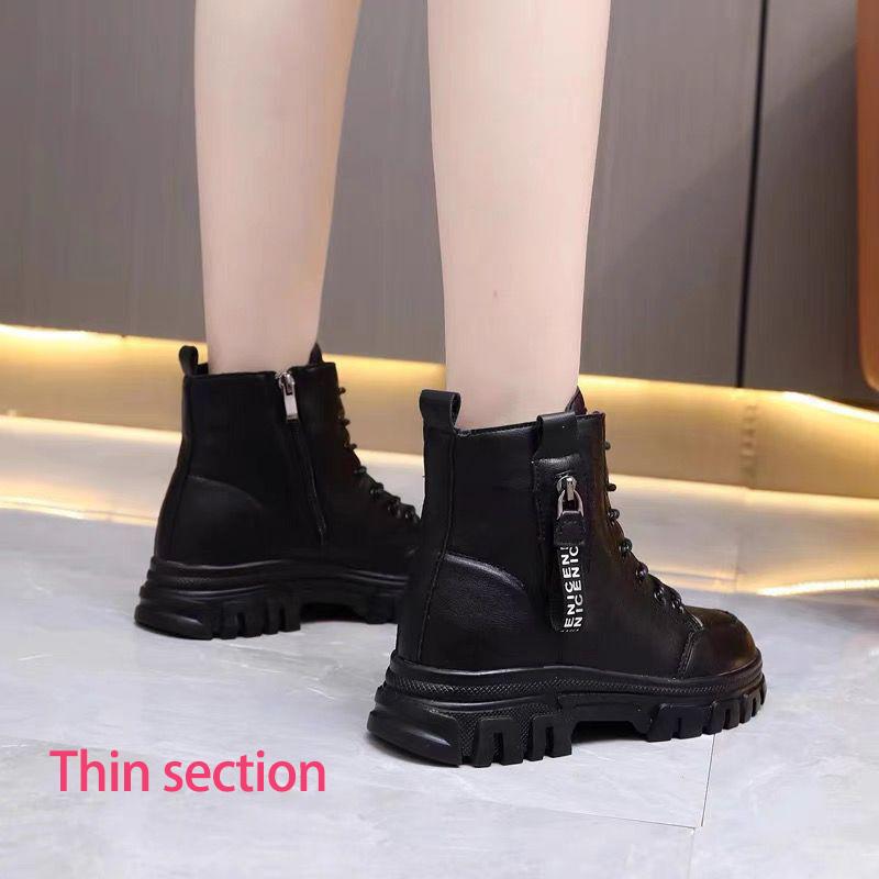 

Теплые весенне-осенние тонкие и зимние ботинки из мягкой кожи на толстой подошве, женские бархатные хлопковые ботинки с мехом, теплые хлопковые туфли на толстой подошве 34EU/CN35