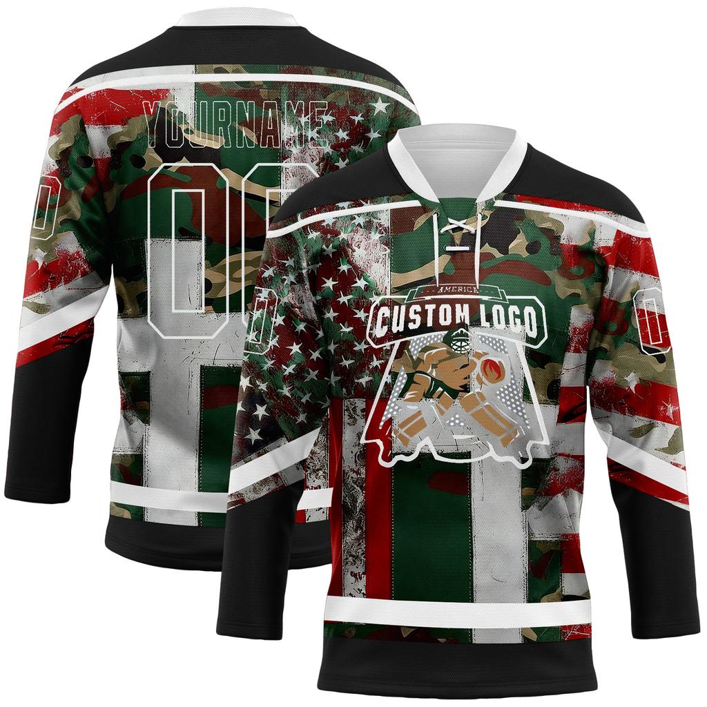 Přizpůsobitelný hokejový dres pro dospělé a děti Personalizované jméno Číslo Logo týmu Lehká prodyšná tkanina Dlouhý rukáv Sportovní oblečení