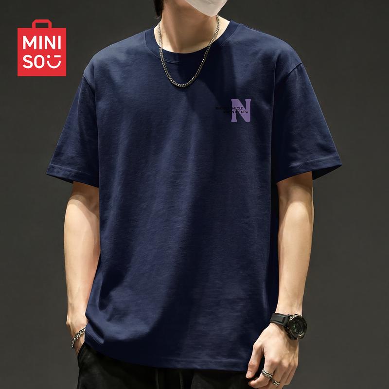MINISO Men's Pure Cotton Loose-Fit Round-Neck T-Shirt