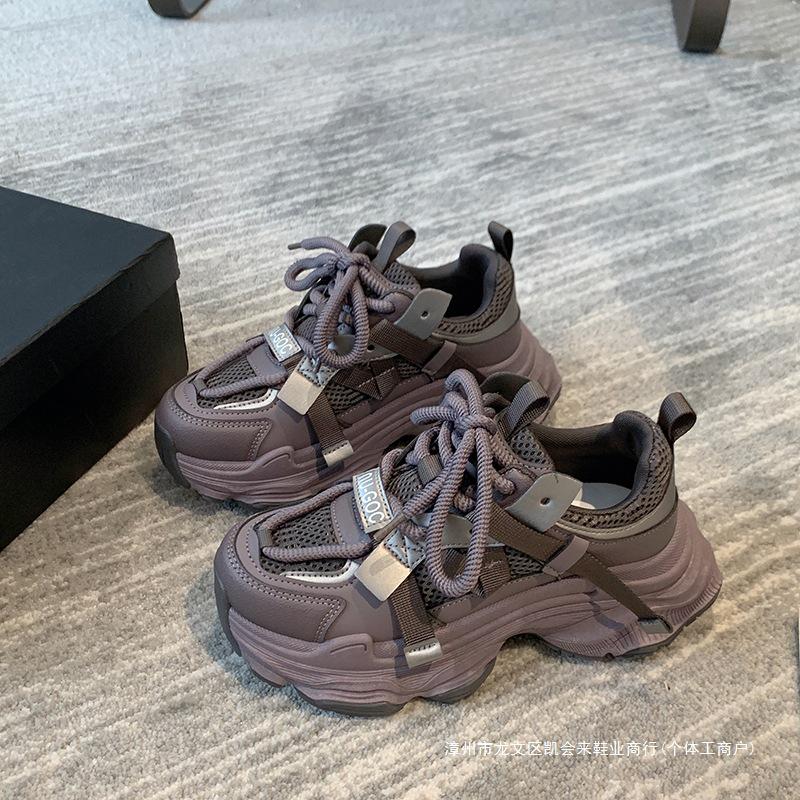 Damen Mesh Plateau Sneaker mit dicker Sohle - Herbst 2025 Vielseitiger Stil, kleine Größe, höhenverstärkende Freizeitschuhe.