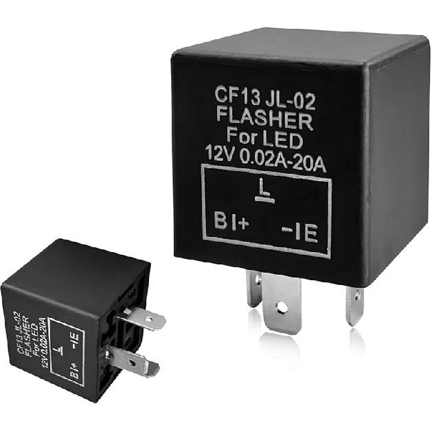 3-Pin CF13 EP34 Electronic Flasher Relay, CF13 JL-02 12V LED Light Flasher Blinker Relay, Universal Turn Signal Light Falsher Fixes Hazard Warn Hyper
