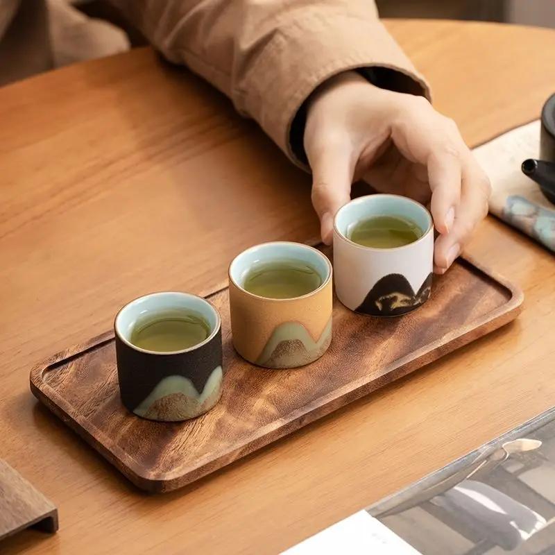Fuchun Mountains Hand Painted Zen Black Tea Cup Chinese Gongfu Tea Set Ceramic Gift for Tea Lovers