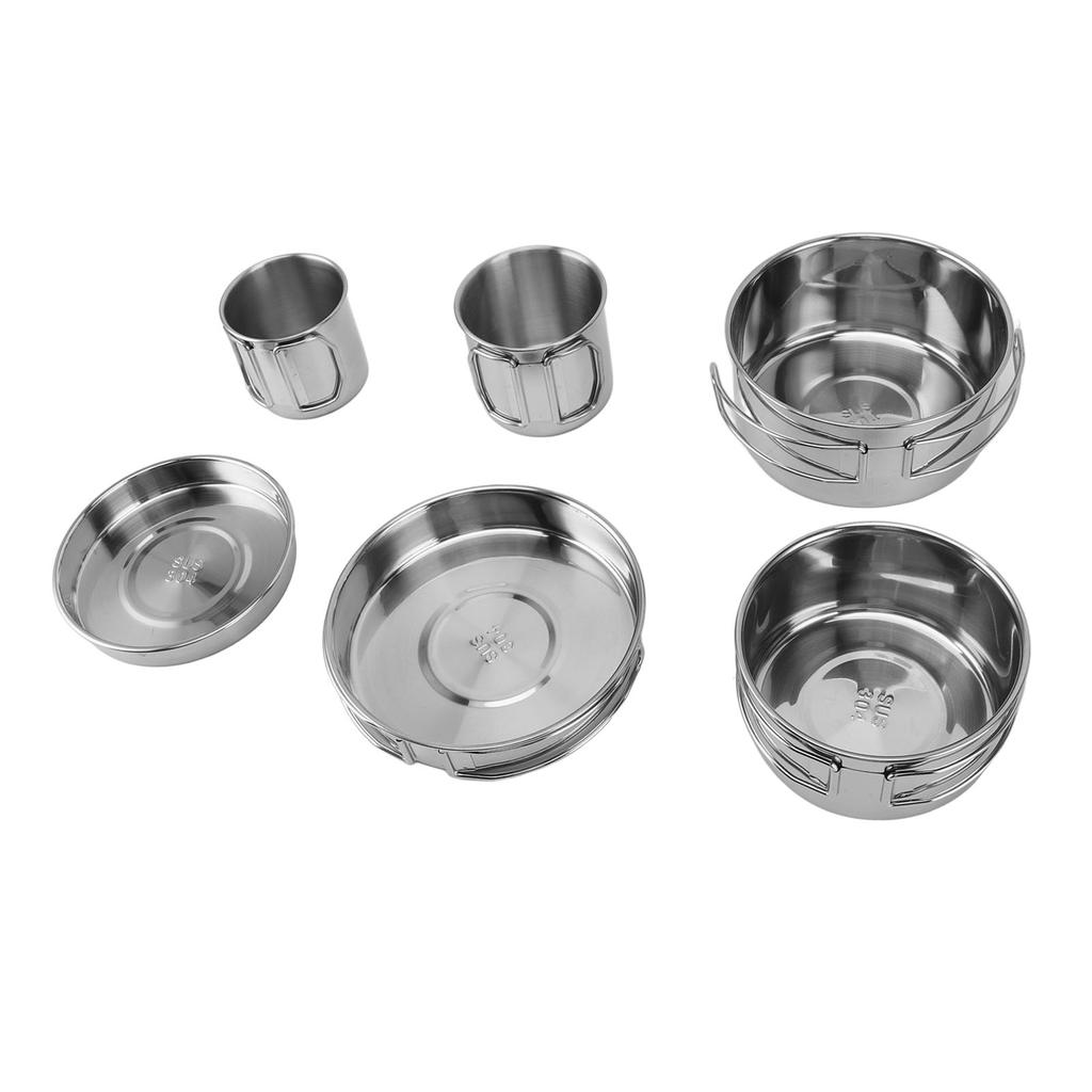 6PCS Portable Cookware Set Rapid Heating 304 Stainless Steel Efficient Easy To Clean