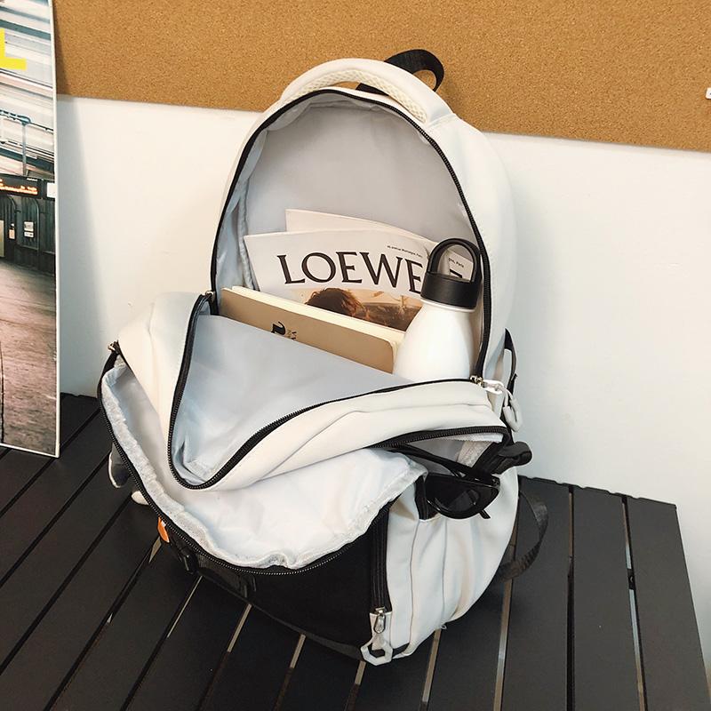 Men Travel Backpack Women Color Block Backpack Junior High School Student Schoolbag