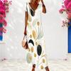 Women Plus Size V Neck Short Sleeve Black Floral Print Long Dress