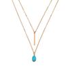 Women Double-layer Turquoise Necklace Water Drop Shaped Pendant Clavicle Chains Necklace