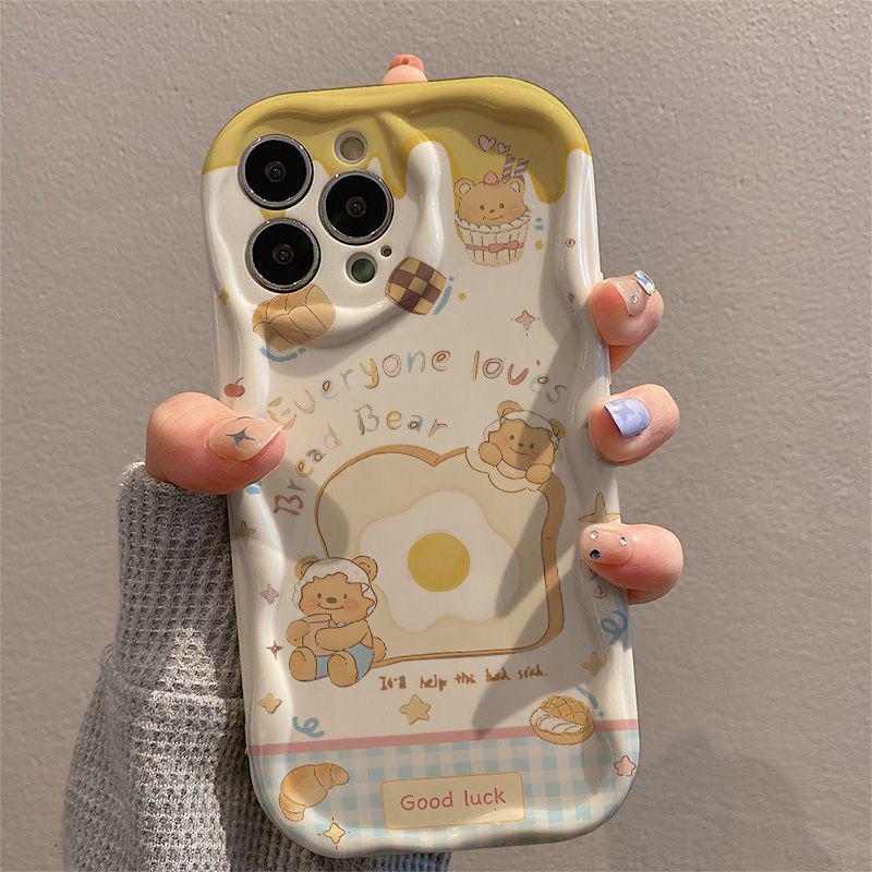 

Чехол для iPhone Cute Bear Bread для моделей 7, XR, XS, 12-15 Pro Max и 14 Cream