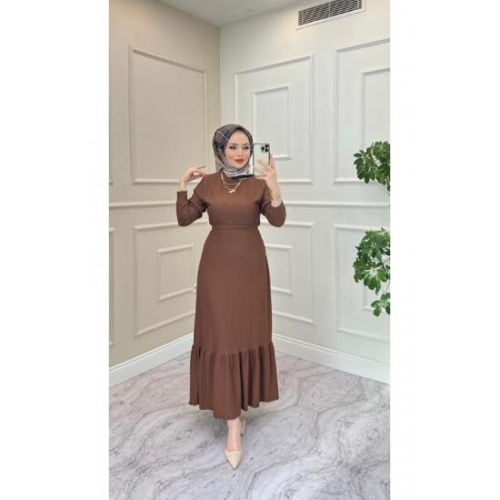 Rochie hijab cu curea detaliată cu fustă de damă