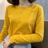 Korean Women's 2024 Autumn New Pullovers O-Neck Letter Fashion Solid Color Minimalist Comfortable Casual Long Sleeved Tops