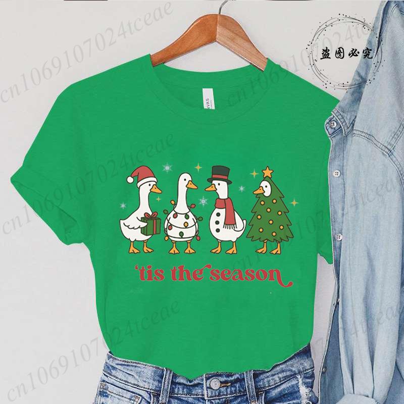 Fashion Funny Just A Goose Duck Xmas Print Tshirt Unisex Short Sleeve Tshirts Christmas Goose Unisex Summer Unisexs Clothing