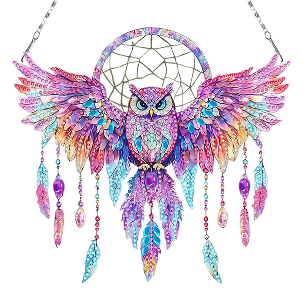 Wing Dream Catcher 5D DIY Diamond Painting Dots Pendant DIY Diamond Art Pendant Kit Diamond Painting Ornaments for Art Crafts