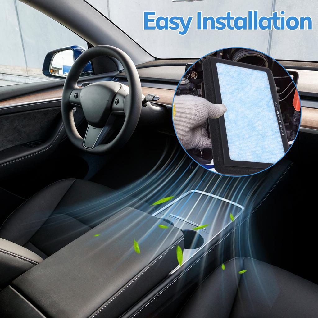 HEPA Air Filter for Model Y 2020–2025 Model 3 2016-2026 Cabin Air Filter with Activated Carbon 4 Stage Filtration Structure