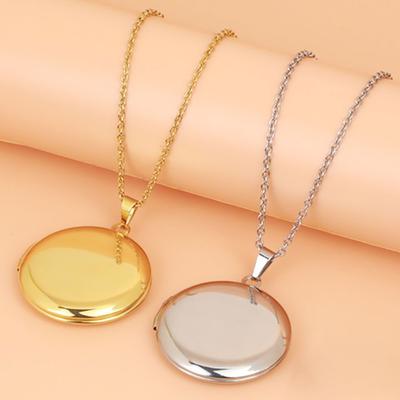 A Able Photo Box Necklace That Opens, Made of 27MM Round Polished Stainless Steel