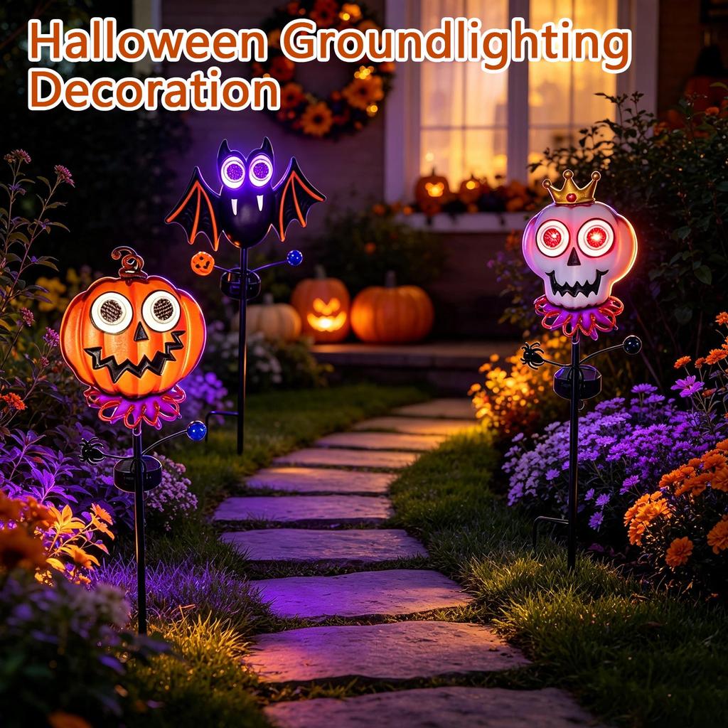 Halloween Outdoor Stake Lights with Pumpkin and Designs for Garden Yard Decoration