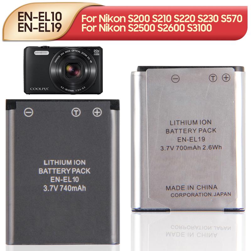 Rechargeable Lithium Battery For Nikon S200 S210 S220 S230 S570 S600 S800 S900 S7000 COOLPX S100 A100 S2550 S2750 EN-EL10 EN-EL19 Camera Battery