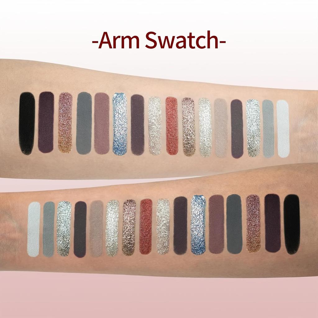 Paleta de Sombras de Ojos de 16 colores estilo gótico, Polvo Compacto Bicolor, Fórmula Altamente Pigmentada, Set de Maquillaje de Color Profundo de Larga Duración