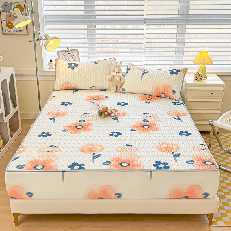 Bonenjoy Summer Mattress Cover Cooling Feel Bedspread Quilted Bed Cover Queen Size Bedsheet Fundas De Colchón (No Pillowcase)