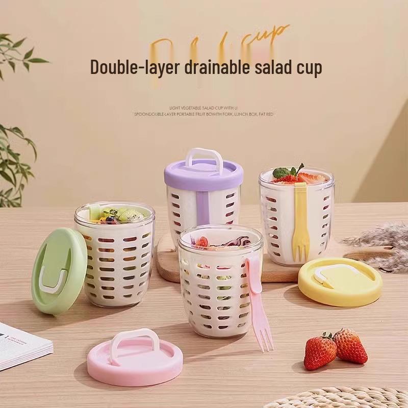 Portable Food-Grade Cutlery Set for Camping, Picnic, and Office with Fork and Salad Cup