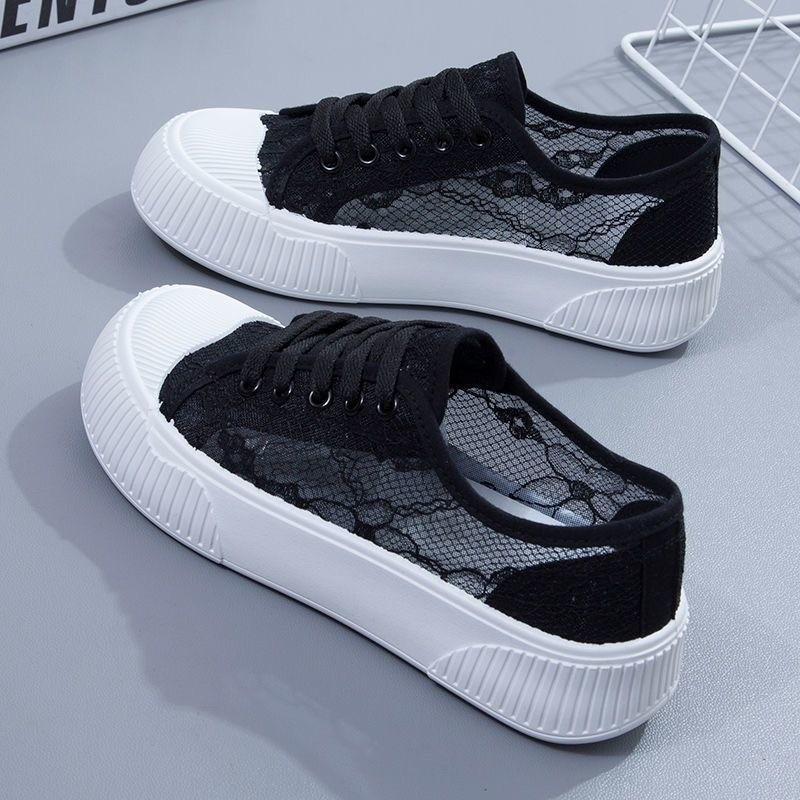 Fashion Women Flats Lace Casual Shoes Student Mesh Breathable Sneakers Loafers Outdoor Hollow Walking Shoes Fashion Women Shoes De Mujer