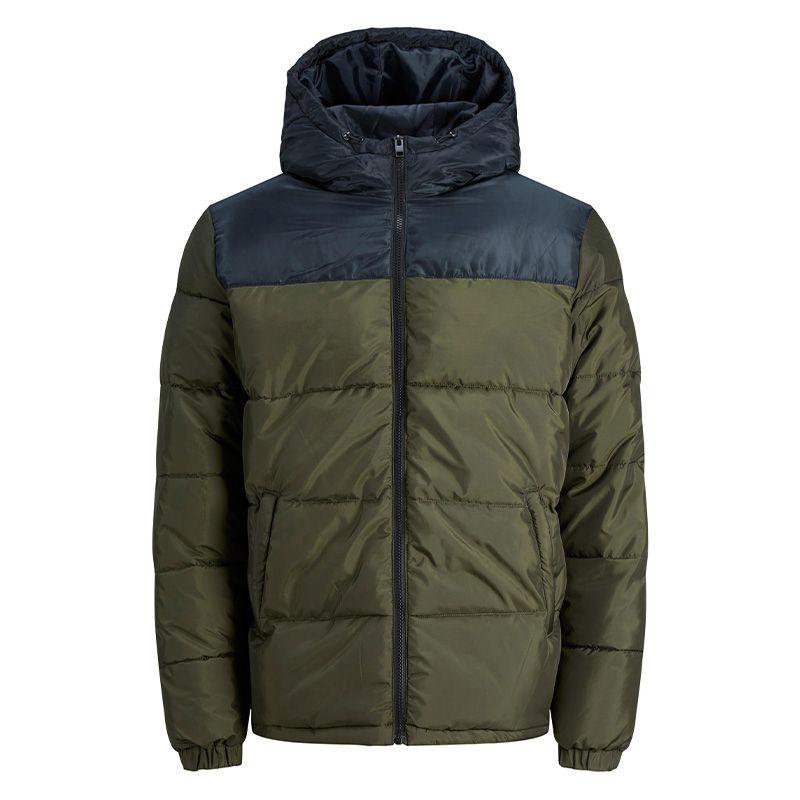 

Пол двухцветный пуховик на молнии с капюшоном Мужское JACK & JONES S хаки