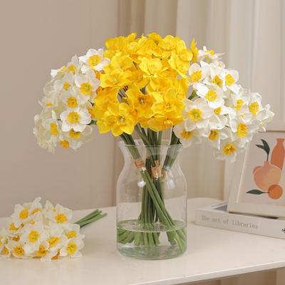 6 PIÈCES/Lot Bouquet de Faux Narcisses Simulés Décor Blanc Fleur en Soie Décor de Jardin