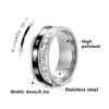 Titanium Steel Roman Numeral Diamond Spinner Couple Ring - Trendy Style