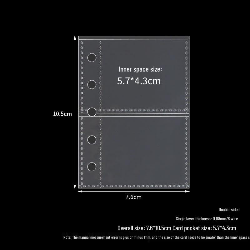 

Альбом-папка А8: Двусторонний держатель для карт с пятью отверстиями, одинарный карман для хранения страниц.