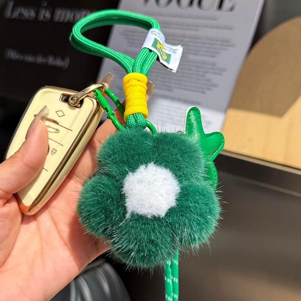 New Mink Fur Flower Keychain Handmade Sunflower Plush Hanging Ornament Backpack Hanging Chain Car Keychain Women's Bag Pendant