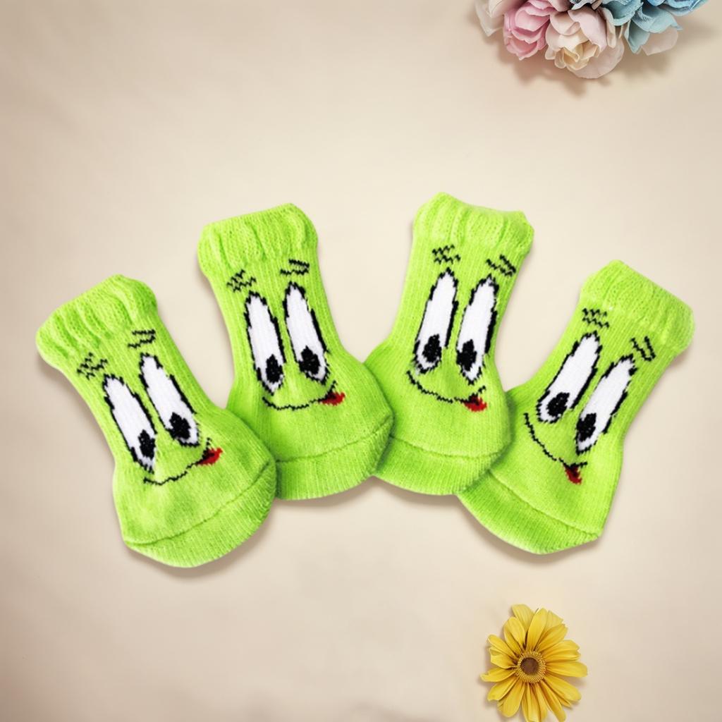 4lots Antiskid Dog Paw Protectors Warm Dog Socks Small Cat Knitted Warm Socks for Indoor and Outdoor Use