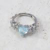 Fashion CZ Zircon Blue Heart Rings For Women Stainless Steel Geometry Adjustable Finger Ring Christmas Gift Love Jewelry