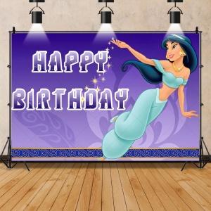 Princess Jasmine Aladdin Theme Background Children Girls Birthday Party Decoration Background Banner Baby Shower Supplies Props