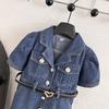 Vestito in Denim da Bambina Nuovo Estivo Sottile Denim Elegante Vintage Versatile