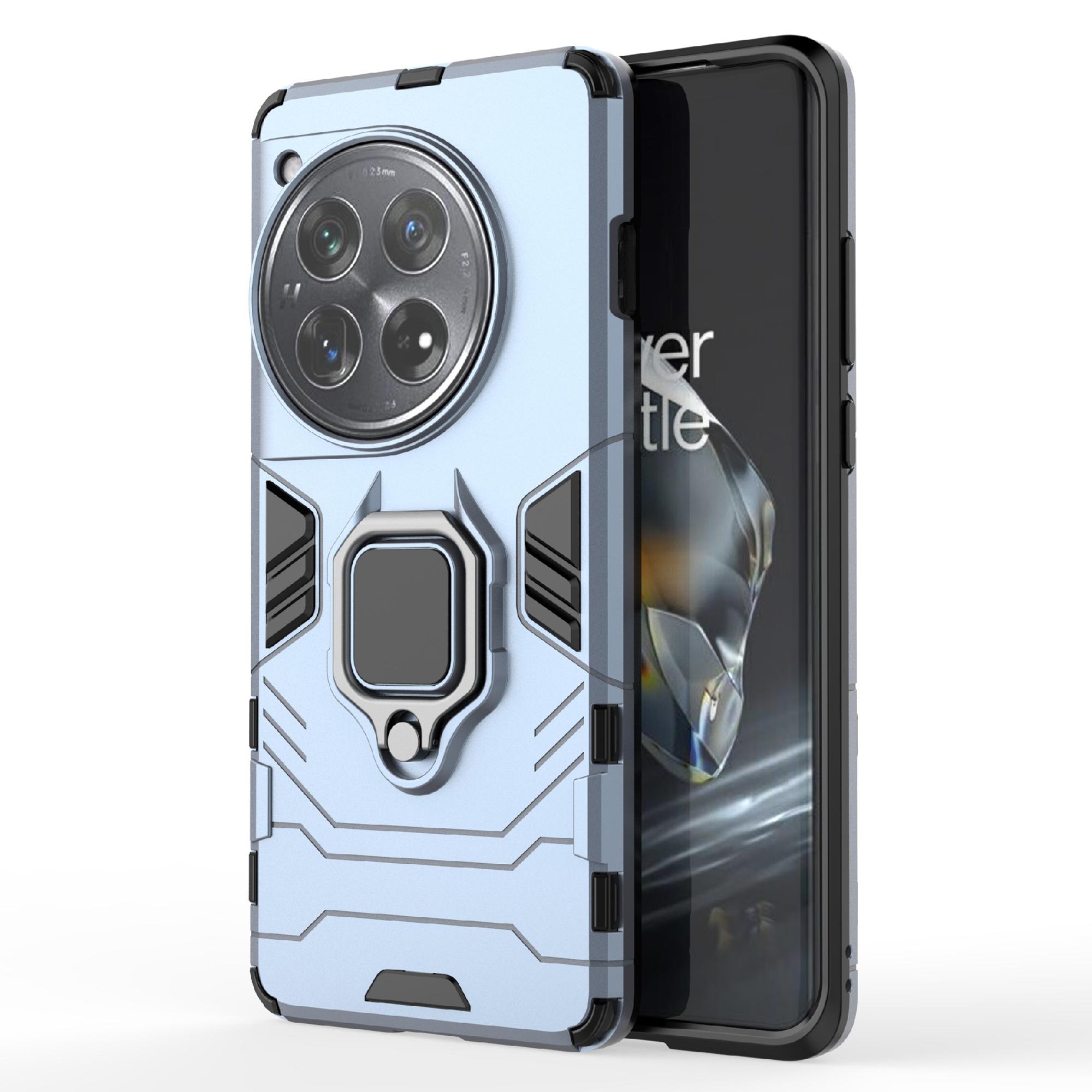 

For OnePlus 12 5G Case PC +TPU Phone Cover with Ring Holder Kickstand Blue